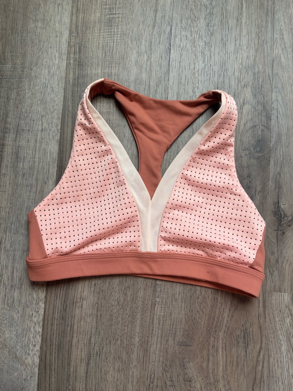 aerie Two-Tone Perforated Rust and Blush Sports Bralette